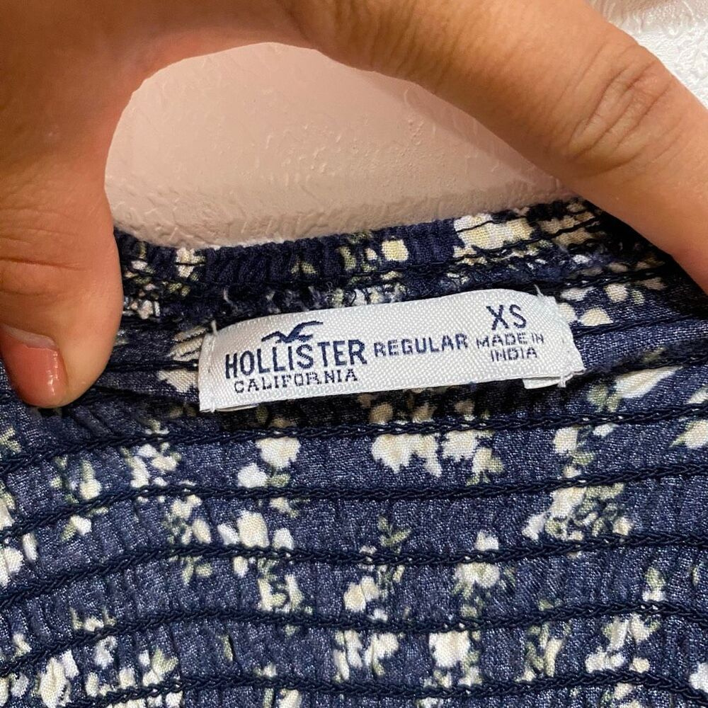 Hollister Blue Floral Mini Dress XS Cottagecore Babydoll Summer Dress - Picture 4 of 7
